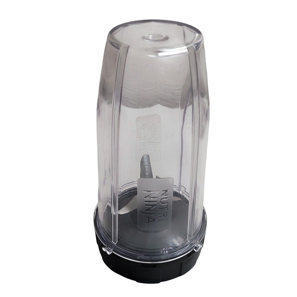 Nutri Ninja 28oz Blender Cup and 6-Fin Blade Assembly Clear Black Good Condition